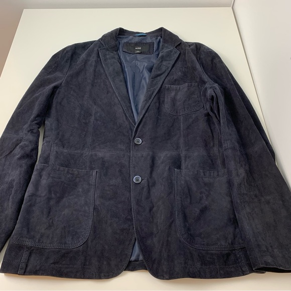 Hugo Boss Goat Leather Blazer Jacket Black Sz 44R 2 Buttons Pockets Quiet Luxury - Picture 4 of 15